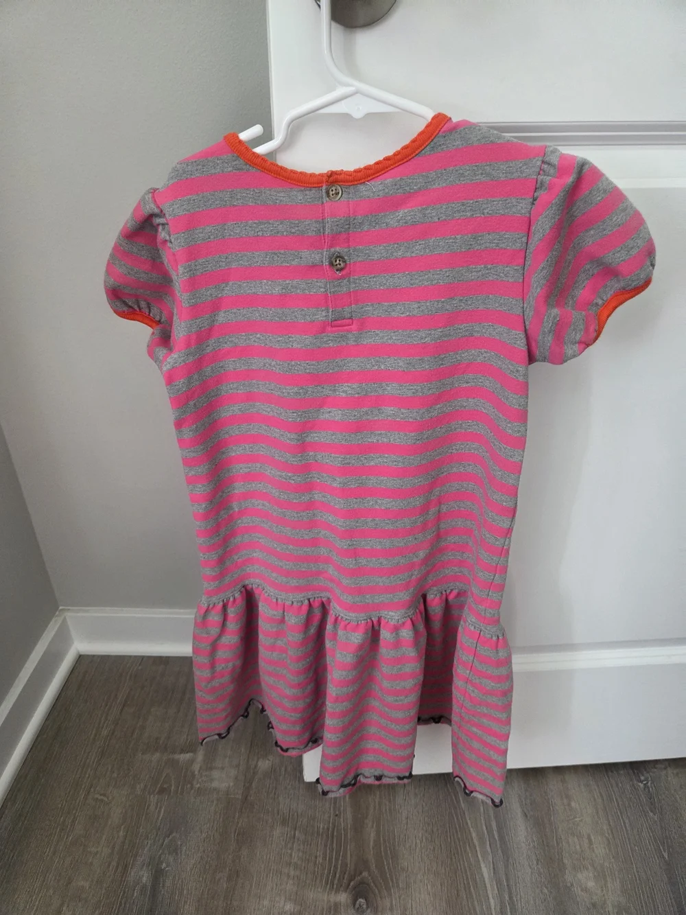 Hanna Anderson Pink and Gray Striped Flower Dress
